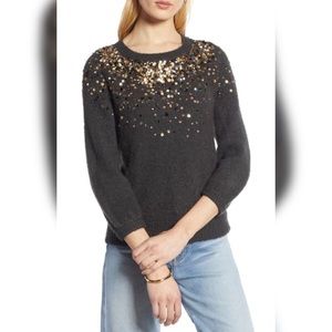 Halogen Sequin Detail Sweater Charcoal